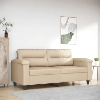 The Living Store Kavč dvosed krem 140 cm tkanina iz mikrovlaken - Dvosed