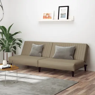 The Living Store Kavč dvosed z ležiščem kapučino umetno usnje - Raztegljiv Kavč
