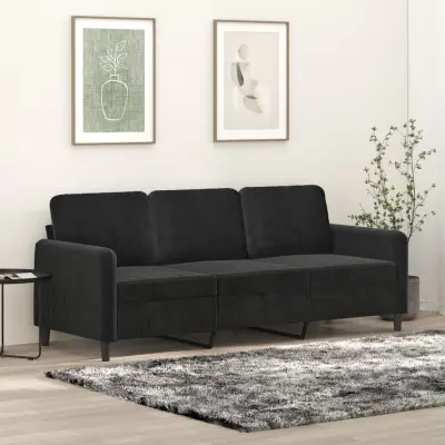 The Living Store Kavč trosed črn 180 cm žamet - Trosed