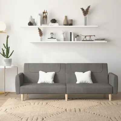 The Living Store Kavč dvosed z ležiščem temno sivo blago - Raztegljiv Kavč