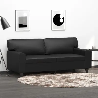 The Living Store Dvosed črna 140 cm umetno usnje - Kavč Dvosed