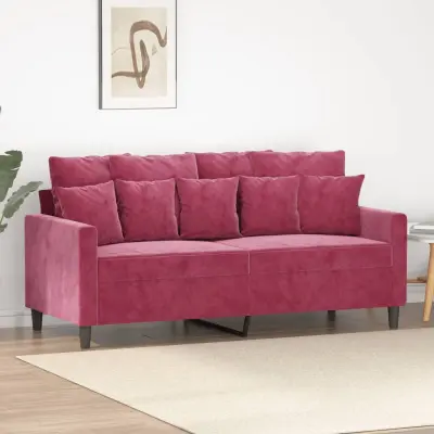 The Living Store Dvosed vinsko rdeč 140 cm žamet - Dvosed