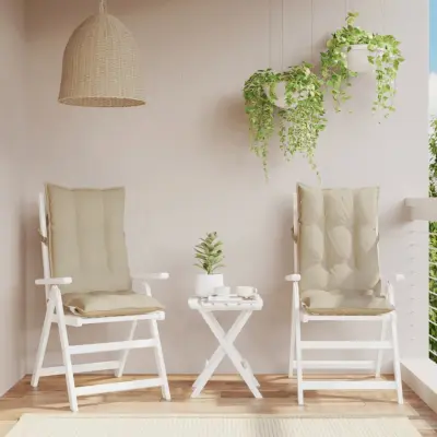 The Living Store Blazine za stole 2 kosa bež oxford tkanina - Blazina Za Stol Z Visokim Naslonjalom