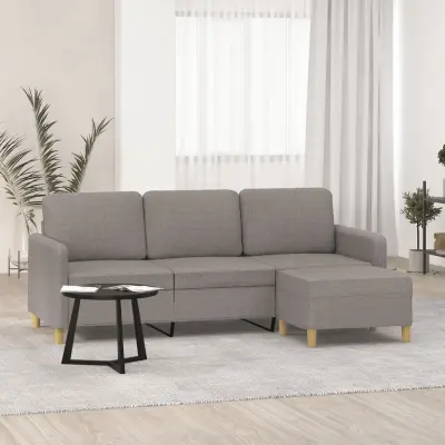 The Living Store Kavč trosed s stolčkom za noge taupe 180 cm blago - Trosed S Stolčkom Za Noge