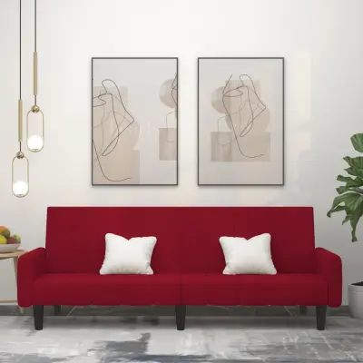 The Living Store Kavč dvosed z ležiščem vinsko rdeč žamet - Raztegljiv Kavč