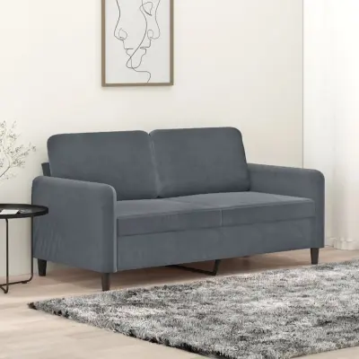 The Living Store Dvosed temno siv 140 cm žamet - Dvosed