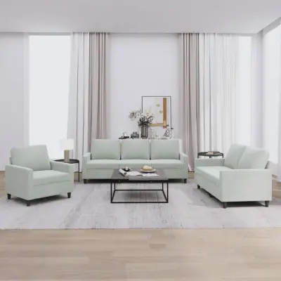 The Living Store Sedežna garnitura 3-delna z blazinami svetlo siv žamet - Sedežna Garnitura
