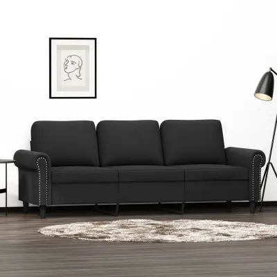 The Living Store Kavč trosed črn 180 cm žamet - Trosed