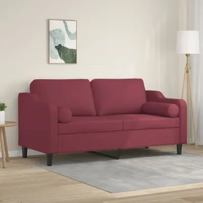 The Living Store Kavč dvosed z blazinami vinsko rdeč 140 cm blago - Kavč Dvosed