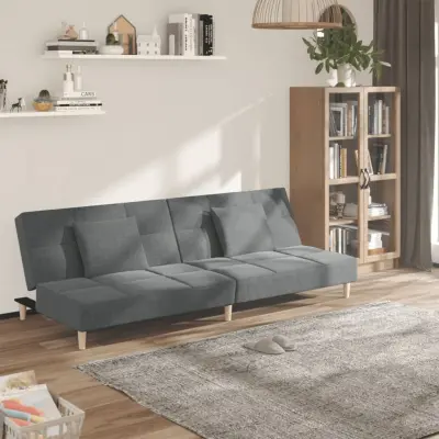 The Living Store Kavč dvosed z ležiščem in dvema blazinama temno sivo blago - Raztegljiv Kavč