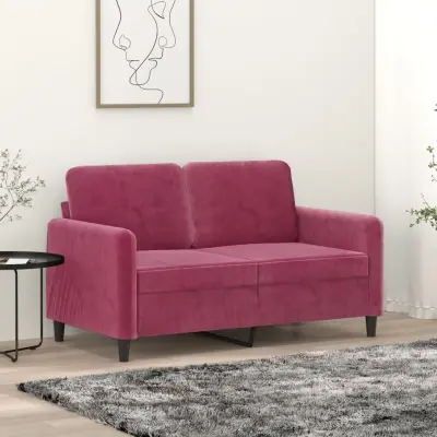 The Living Store Dvosed vinsko rdeč 120 cm žamet - Dvosed