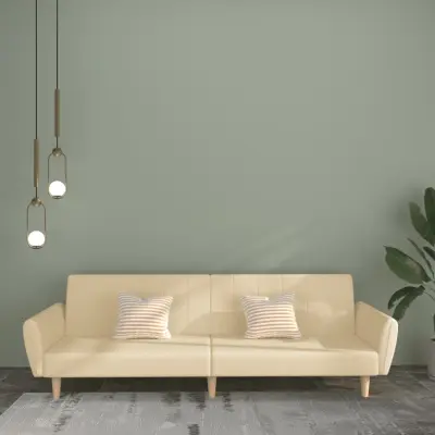 The Living Store Kavč dvosed z ležiščem krem blago - Raztegljiv Kavč