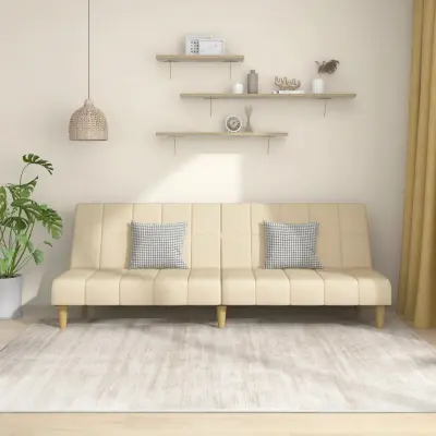The Living Store Kavč dvosed z ležiščem krem blago - Raztegljiv Kavč