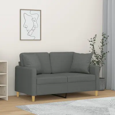 The Living Store Kavč dvosed z blazinami temno siv 120 cm blago - Kavč Dvosed
