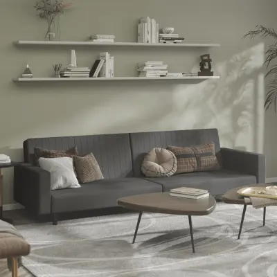 The Living Store Kavč dvosed z ležiščem temno siv žamet - Raztegljiv Kavč