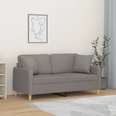 The Living Store Kavč dvosed z blazinami taupe 140 cm blago - Kavč Dvosed