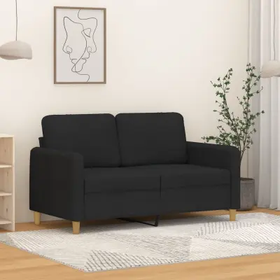 The Living Store Dvosed črn 120 cm blago - Kavč Dvosed