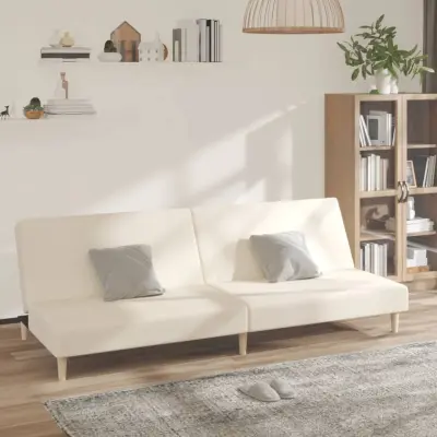 The Living Store Kavč dvosed z ležiščem krem blago - Raztegljiv Kavč