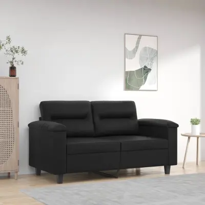 The Living Store Dvosed črn 120 cm umetno usnje - Kavč Dvosed
