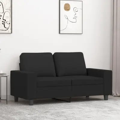 The Living Store Dvosed črn 120 cm blago - Kavč Dvosed