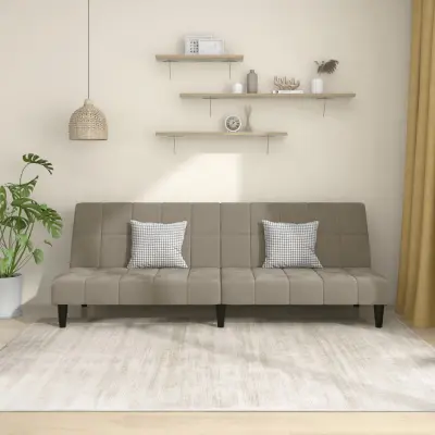 The Living Store Kavč dvosed z ležiščem svetlo siv žamet - Raztegljiv Kavč