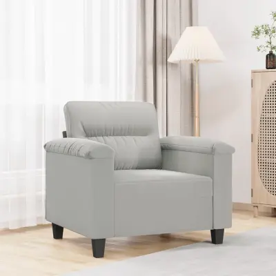 The Living Store Fotelj svetlo siv 60 cm tkanina iz mikrovlaken - Fotelj