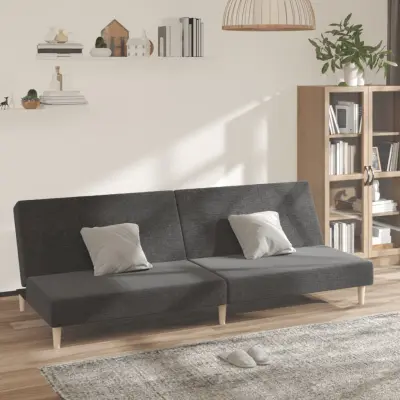 The Living Store Kavč dvosed z ležiščem temno sivo blago - Raztegljiv Kavč