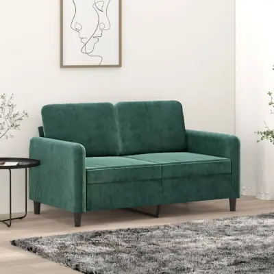 The Living Store Dvosed temno zelen 120 cm žamet - Dvosed