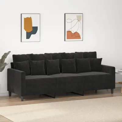 The Living Store Kavč trosed črn 180 cm žamet - Trosed