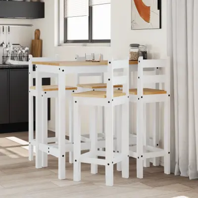 The Living Store Barska garnitura 5-delna bela trdna borovina - Barska Garnitura