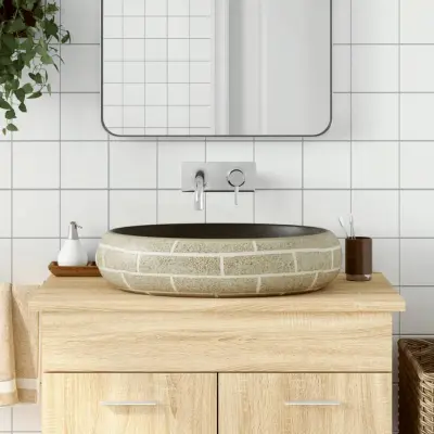 The Living Store Nadpultni umivalnik večbarven ovalni 59x40x15 cm keramika - Nadpultni Umivalnik