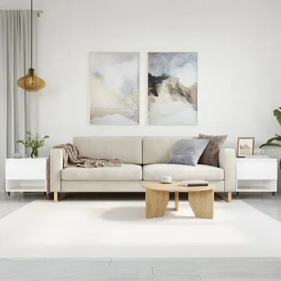The Living Store Klubska mizica 2 kosa bela 50x46x50 cm inženirski les - Klubska Mizica