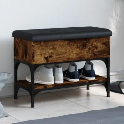 The Living Store Klop za čevlje dimljen hrast 62x32x45 cm inženirski les - Klop Za Čevlje