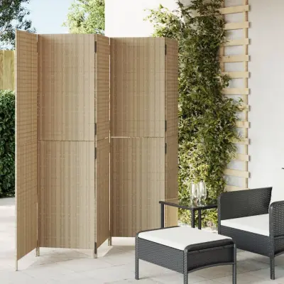 The Living Store Pregrada za sobo 5 plošče bež poli ratan - Pregrada Za Sobo