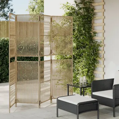 The Living Store Pregrada za sobo 4 plošče bež poli ratan - Pregrada Za Sobo