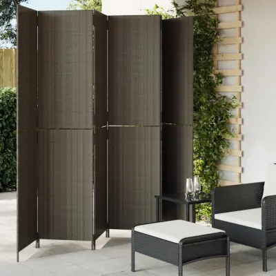 The Living Store Pregrada za sobo 6 plošč siv poli ratan - Pregrada Za Sobo