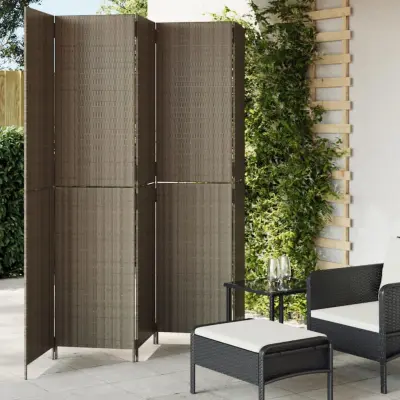 The Living Store Pregrada za sobo 5 plošč siv poli ratan - Pregrada Za Sobo
