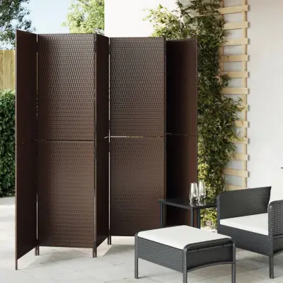 The Living Store Pregrada za sobo 6 plošč rjav poli ratan - Pregrada Za Sobo
