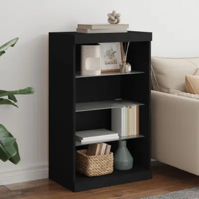 The Living Store Komoda z LED lučkami črna 60,5x37x100 cm - Komoda
