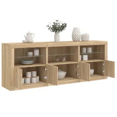 The Living Store Komoda z LED lučkami sonoma hrast 181,5x37x67 cm - Komoda