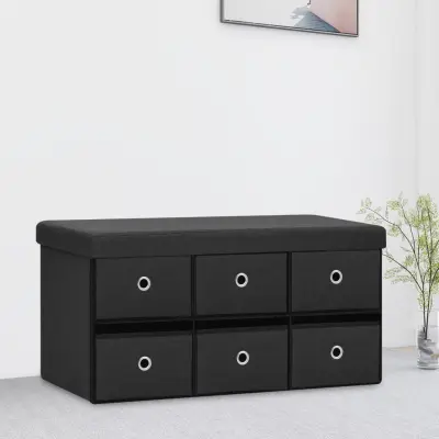 The Living Store Zložljiva klop s prostorom za shranjevanje črna 76x38x38 cm - Klop S Prostorom Za Shranjevanje