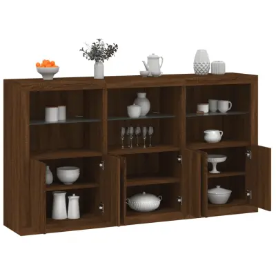 The Living Store Komoda z LED lučkami dimljen rjav hrast 181,5x37x100 cm - Komoda