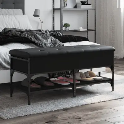 The Living Store Klop za čevlje črna 102x42x45 cm inženirski les - Klop Za Čevlje