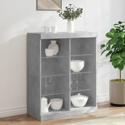 The Living Store Komoda z LED lučkami betonsko siva 81x37x100 cm - Komoda