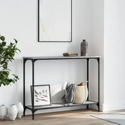 The Living Store Konzolna mizica siva sonoma 101x30,5x75 cm inženirski les - Konzolna Mizica