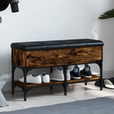 The Living Store Klop za čevlje dimljen hrast 82x32x45 cm inženirski les - Klop Za Čevlje