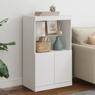 The Living Store Komoda z LED lučkami bela 60,5x37x100 cm - Komoda