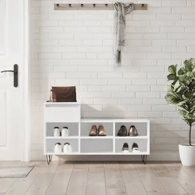 The Living Store Omarica za čevlje visok sijaj bela 102x36x60 cm inženirski les - Omarica Za Čevlje