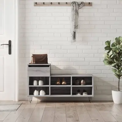 The Living Store Omarica za čevlje siva sonoma 102x36x60 cm inženirski les - Omarica Za Čevlje