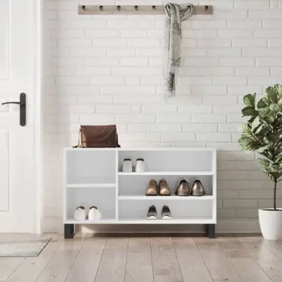 The Living Store Omarica za čevlje visok sijaj bela 102x36x60 cm inženirski les - Omarica Za Čevlje